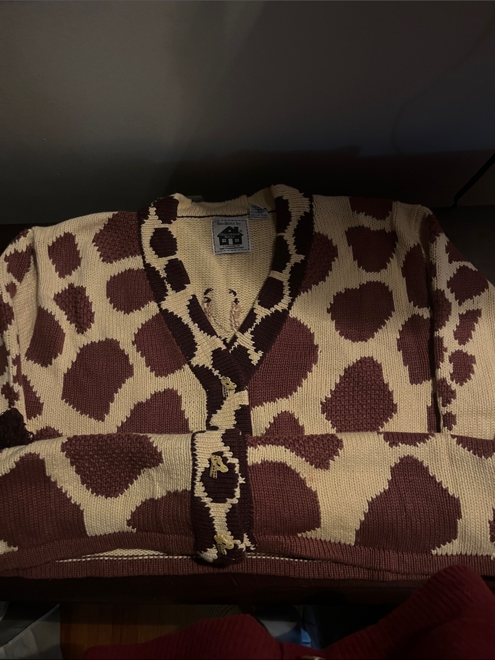 Storybook Knits Beige & Brown Animal Print Shawl Collar Cardigan